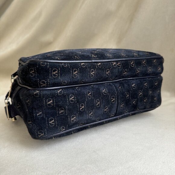 Vintage Valentino blue Suede Crossbody bag purse gold hardware - Picture 8 of 13